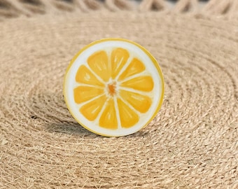 Yellow Lemon Slice Sticker Hand Drawn Vinyl Fruit Sticker Citrus Water Bottle Sticker