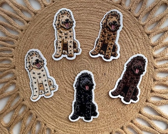 Golden Doodle Waterproof Sticker, Hand Drawn Pup Art