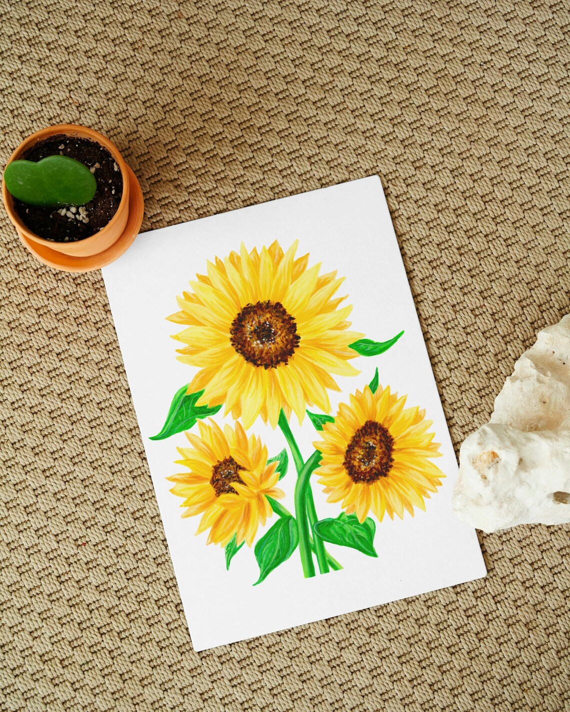 Watercolor Sunflower Card | Blank Inside, Any Occasion - Etsy