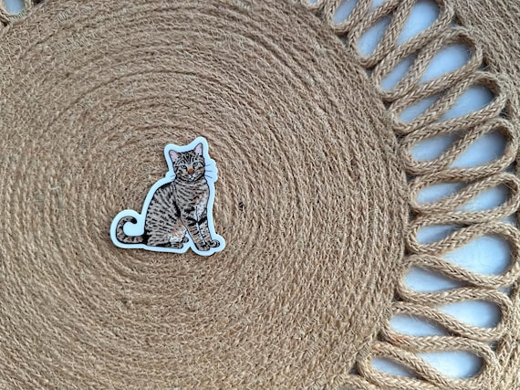 Brown Tabby Cat Sticker Waterproof Water Bottle Laptop Sticker Kitty Gift