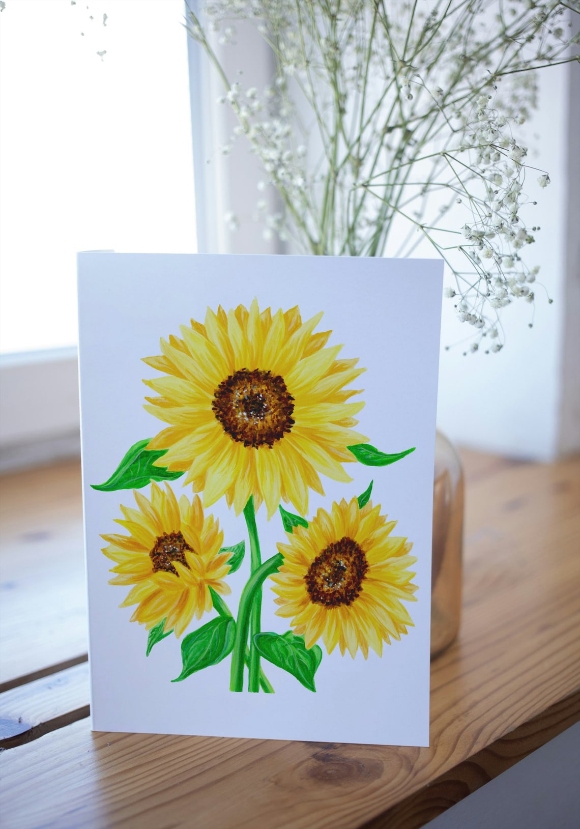 Watercolor Sunflower Card | Blank Inside, Any Occasion - Etsy