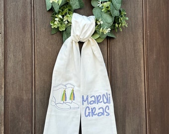 Monogramed Mardi Gras Wreath Sashes | Mardi Gras Boots Design