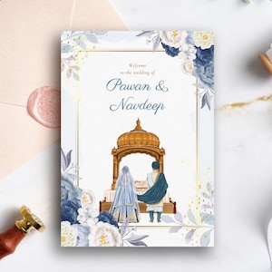 Sikh-huwelijksuitnodiging, Anand Karaj, Indiase trouwkaarten, huwelijksfuncties, Punjabi-huwelijk, Shaadi Vivah-bundel, Gurdwara-huwelijk
