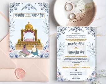 Sikh Wedding invitation Template, Indian Marriages, Printable, Editable Wedding Invitation Suite, Canva instant Download