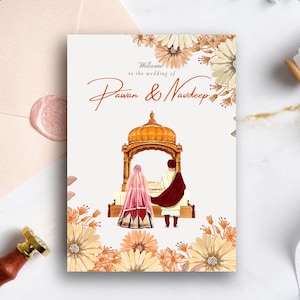 Sikh-huwelijksuitnodiging, Anand Karaj, Indiase trouwkaarten, huwelijksfuncties, Punjabi-huwelijk, Shaadi Vivah-bundel, Gurdwara-huwelijk