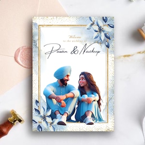Sikh-Hochzeitseinladung, Anand Karaj, indische Hochzeitskarten, Ehe- Funktionen, Punjabi-Ehepaar, Shaadi-Bundle-Set, Gurdwara-Hochzeit