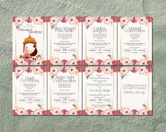 Sikh Wedding invitation Template, Indian Marriages, Printable, Editable Wedding Invitation Suite, Canva instant Download