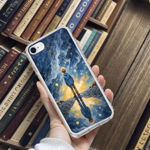 Phone case, Le petit prince in the starry night, Vincent van Gogh, for iPhone 15 14 13 12 11 pro max