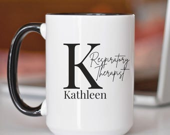 Mug personnalisé pour inhalothérapeute - Cadeau pour soins pulmonaires et pulmonaires - Mug à café RT