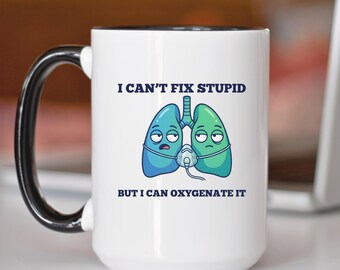 Mug inhalothérapeute amusante – Cadeau pour soins pulmonaires et pulmonaires – Mug à café RT