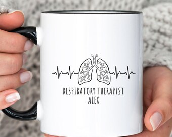 Mug personnalisé pour inhalothérapeute - Cadeau pour soins pulmonaires et pulmonaires - Mug à café RT