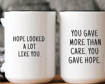 Mug commémoratif d'une infirmière en oncologie retraitée, cadeau de ses collègues