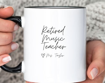Mug personnalisé pour la retraite d'un professeur de musique, cadeau avec nom personnalisé pour remercier un éducateur musical, tasse à café pour retraité