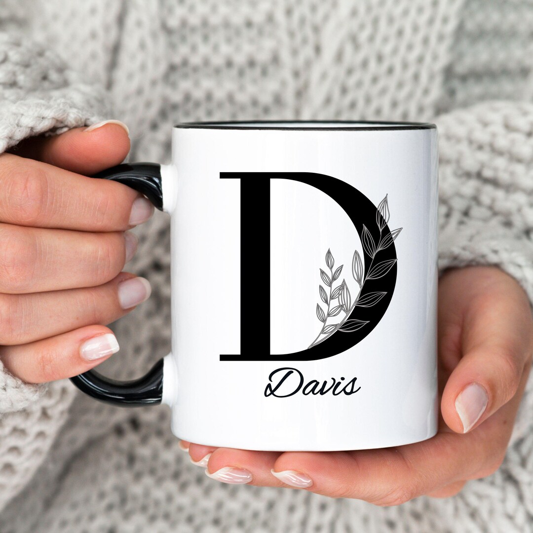 Personalized Initial D Mug, Initial Gift Name Coffee Cup, Letter Mug ...