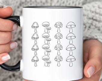 Mushroom Ceramic Mug, Funny Fungi Coffee Cup, Mushroom Gift for Men or Women, Nature Lover Mug, Mycology Cup
