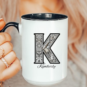 Personalized Initial K Mug | Custom Monogram Coffee Cup