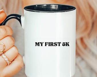 Tasse en céramique First 5K Race - Cadeau course, coureur débutant