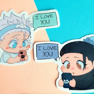 SatoSugu Anime Vinyl Sticker | Gojo Satoru Sticker | Geto Suguru Sticker | Jujutsu Kaisen Sticker | Anime Kawaii