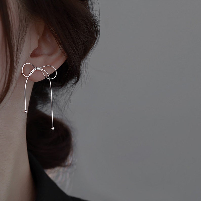 Boucles d'oreilles en argent sterling S925 avec gros nœuds pour femmes, accessoires d'oreilles à la mode et polyvalents image 4