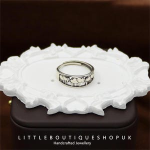 Sterling Silver Elephant Ring, Handmade Statement Ring, Elephant Jewelry for Women, Adjustable Ring for Her