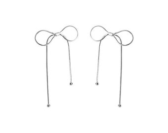 S925 Sterling Silver Big Bow Knot Stud Earrings for Women, Fashionable and Versatile Ear Accessories