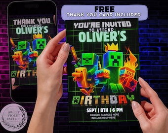 Video Game Birthday Invitation Template: Editable Kids Party (5x7 Digital Download)