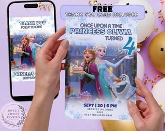 Ice Princess Birthday Invitation: Frozen Theme, Custom Digital Party Invite