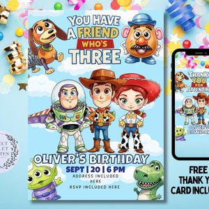 Toy Story Birthday Invitation: Editable Kids Party Template (5x7 Digital Download)