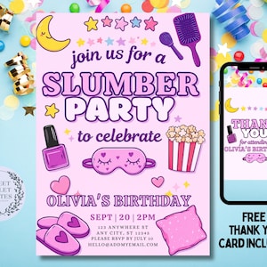 Slumber Party Girls Birthday Invitation