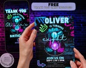 Graffiti Eighth Birthday Invitation: Kids Digital Party Invite (5x7, DIY Canva Template)