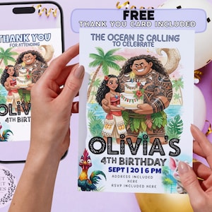 Moana Birthday Party Invitation: Island Princess Theme (Digital File, 5x7)