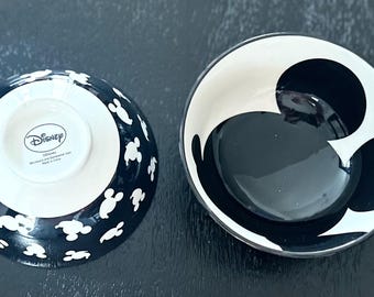 NEW- 2 pc set Disney Mickey Mouse Silhouette Tidbit Ceramic Bowls