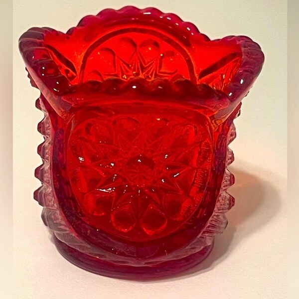 Amberina Toothpick Holder Sunburst/ Starburst Pattern L.E.Smith