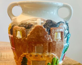 Southwestern Ceramic Artisan Vase with Scenic Design