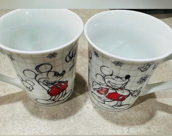 Set of 2 BRAND NEW - Disney Christmas Sketchbook Mickey Mouse Coffee Mug by Zrike