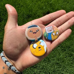 Adventure Time TV Show Pins Buttons Custom Handmade Fan Gifts Unique Cartoon Inspired Accessories Pinback Adventure Time Merch