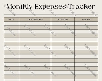 Monthly Expenses Tracker Digital Download - Neutral Aesthetic