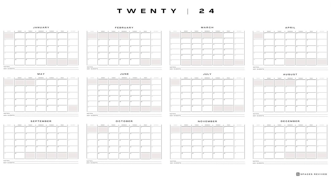 Printable Large 2024 Wall Calendar | 2024 Large Wall Planner | Annual ...