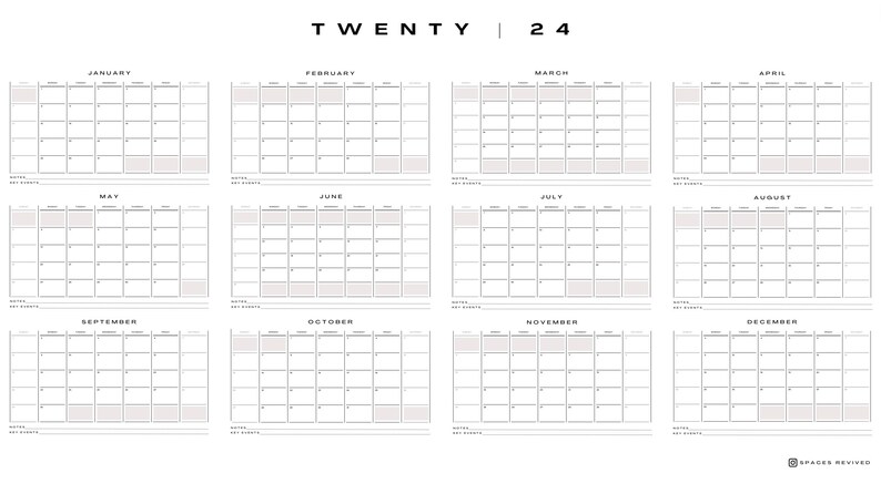 Printable Large 2024 Wall Calendar | 2024 Large Wall Planner | Annual ...