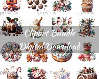 Christmas Treats Clipart Bundle: Holiday Desserts (PNG Digital Download)
