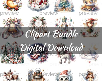 Dreamy Christmas Clipart Bundle: Winter PNG Graphics (Digital Download)