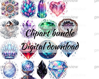 Magical Crystals & Gems Clipart Bundle (Digital Download)