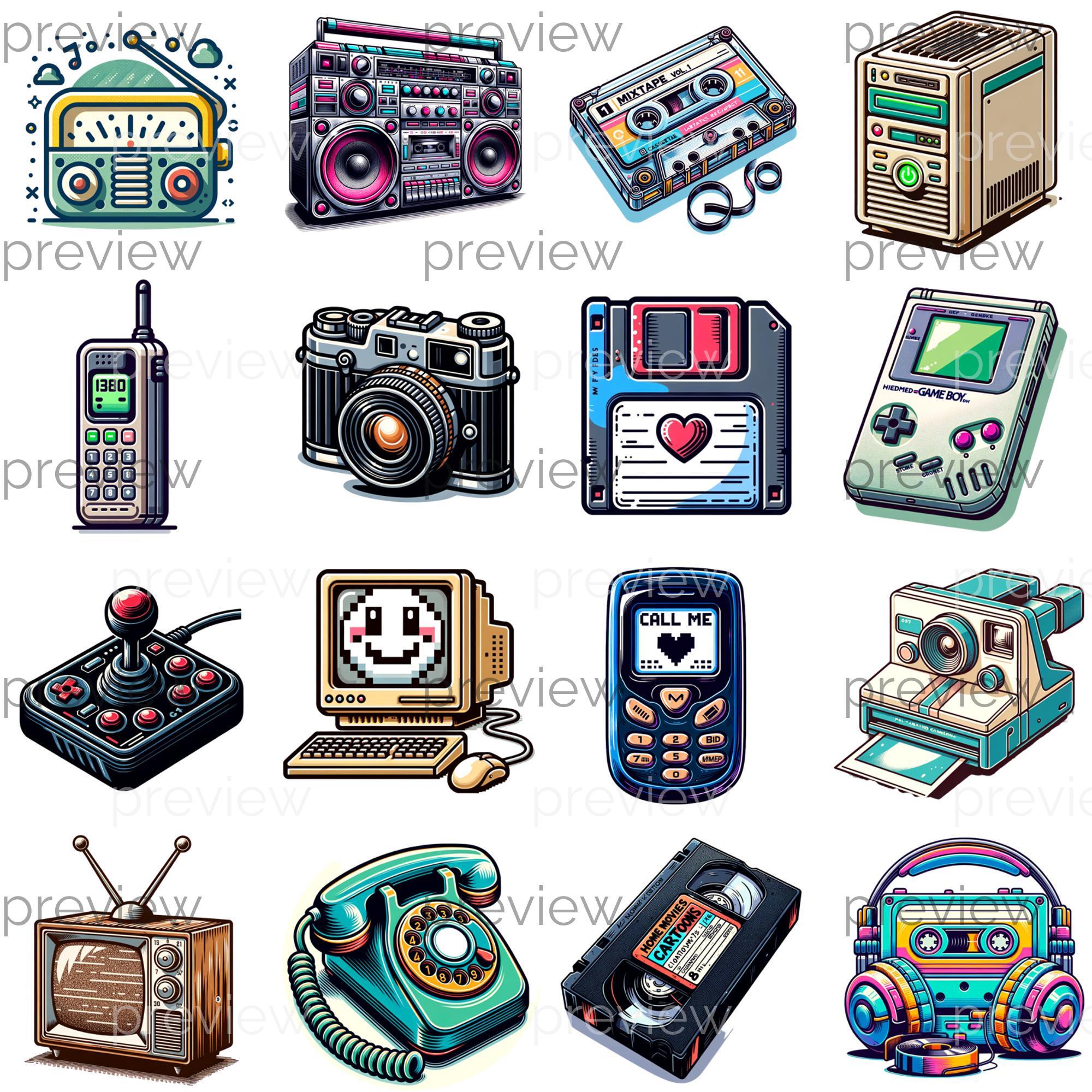 80s Retro Tech Clipart Bundle: Vintage Gadgets (digital Download) - Etsy