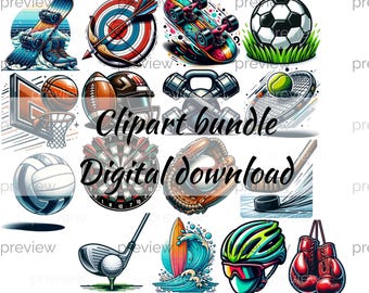 Sports Equipment Clipart Bundle (Digital Download)