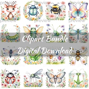 Insect Clipart Bundle: Whimsical Bug PNGs for Nursery Art (Digital Download)
