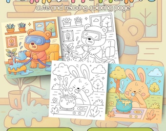 Funny Moments, een gezellig kleurboek met grappig. Vetgedrukt kleurboek voor volwassenen en kinderen 32 afdrukbare pagina's, Procreate en pdf-indeling, Coco Wyo
