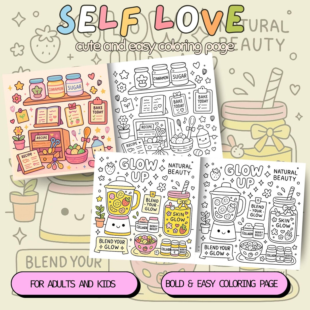 Self Love Bold & Easy Cute Coloring Book for Adults, Kids and Girls 32 ...