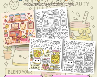 Zelfliefde Vet en gemakkelijk schattig kleurboek voor volwassenen, kinderen en meisjes 32 afdrukbare pagina's Kawaii Cosy Friends Procreate en pdf-formaat, Coco Wyo