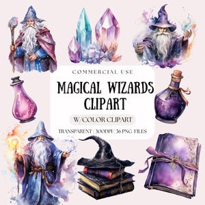 Magic Wizardry Clipart | Kids Clipart | Magic Clipart | Wizard Clipart | Watercolor Png | Planner Stickers | Digital Download | Wizard Png