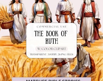 Watercolor Book of Ruth Clipart | Bible Story Illustrations (Digital Download)